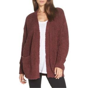 Barefoot Dreams Maroon Cardigan Sweater Open-Front